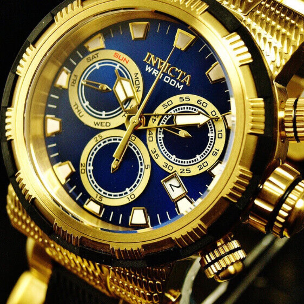 Invicta 18k Gold Blue Dial Watch New Invicta 18k Gold Blue Dial Watch New